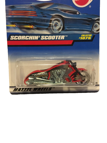 1998 Hot Wheels Red Duncan’s Scorchin Scooter #1075 NIP - Afbeelding 2 van 4