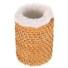 Plush Lined Eyeglasses Holder: Rattan Protective Glasses Holder Stand Case -