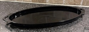 1930s L.E. SMITH 15" Oval Black Glass Dresser Perfume Tray Hollywood Regency