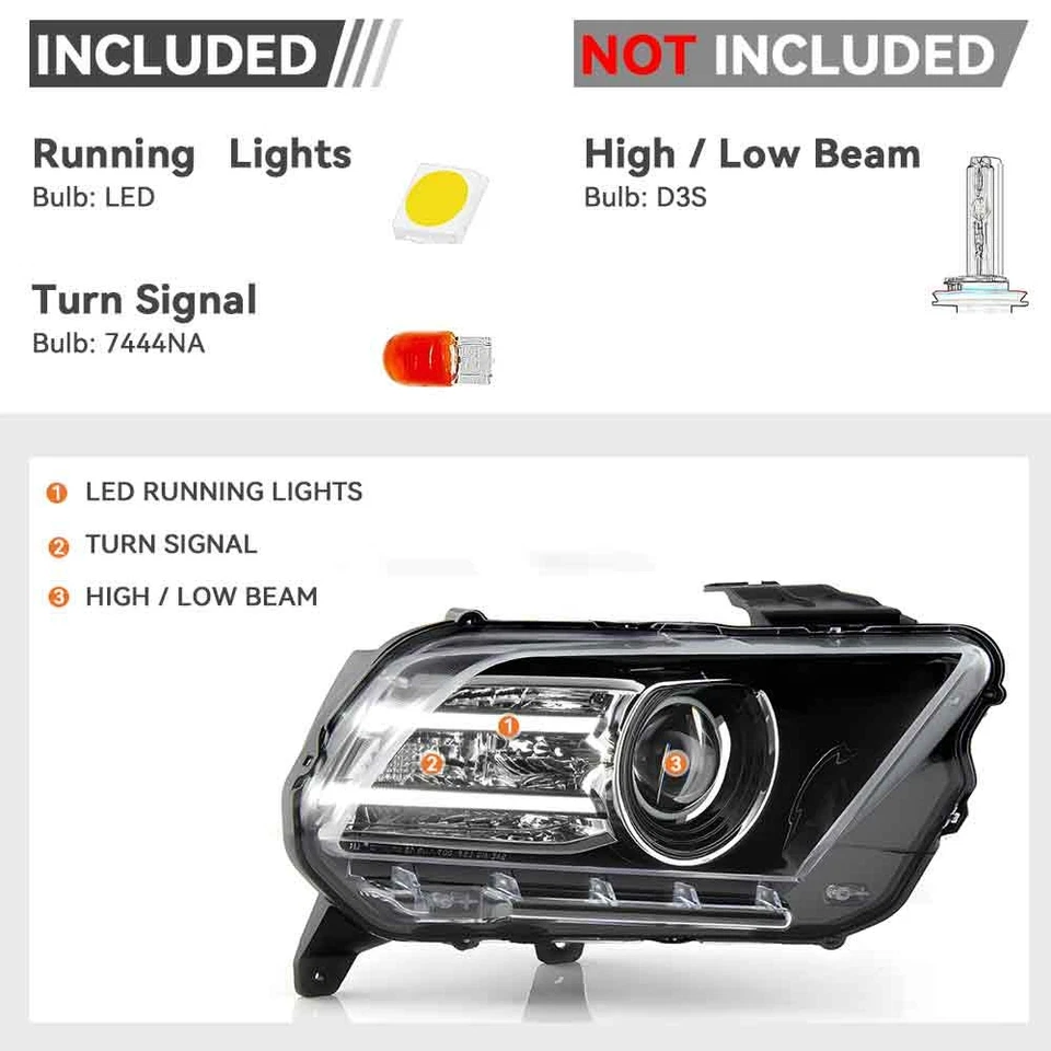 Faro HID/Xenón Para Ford Mustang 2013 2014 Proyector Lado Derecho del Pasajero Foto 4 de 4