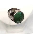Old Vtg Unique Green Turquoise Sterling Silver Ring Chunky sz-4.5 Navajo native