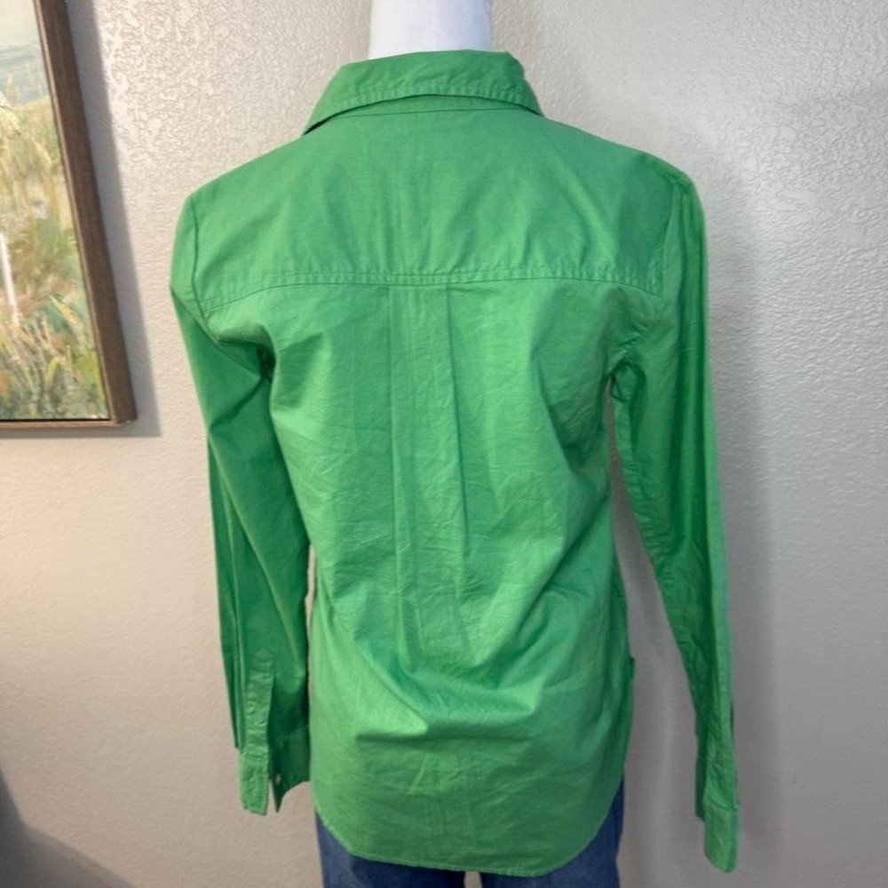 LOFT Bright Green Button Down Collared Shirt (XS) - image 3