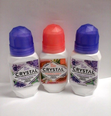 3X - CRYSTAL MINERAL  Deodorant Roll-On 2- Lavender White Tea 1- Coconut Vanilla