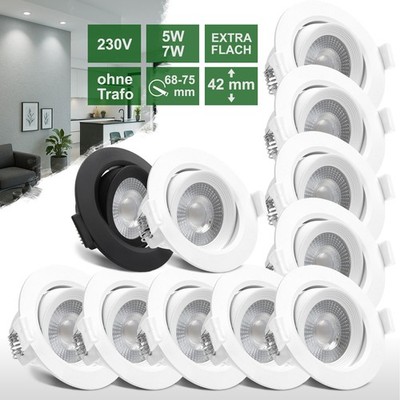 LED Einbaustrahler Decken Spots Lampen 5W 7W Einbau Leuchte ultra flach MERA