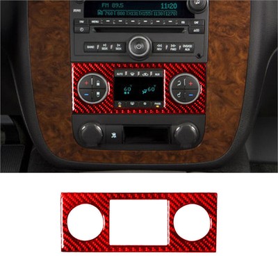 Red Carbon Fiber Digital Climate Control Cover Trim For Tahoe/Silverado/Sierra