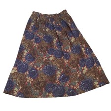 Vintage Jessica Ltd Skirt 16 Rayon Made in USA Floral Tapestry Boho Cottagecore