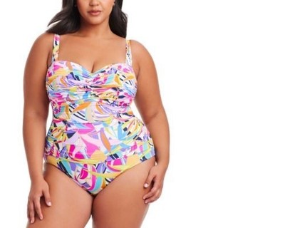 NWT Bleu by Rod Beattie Plus Size Living Color Swimsuit One Piece Multi 20W