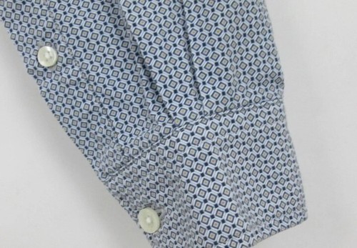 Camisa de Algodón Jaeger Manga Larga Azul Blanco Geométrica Para Hombre Grande Informal Diseñador - Imagen 7 de 9