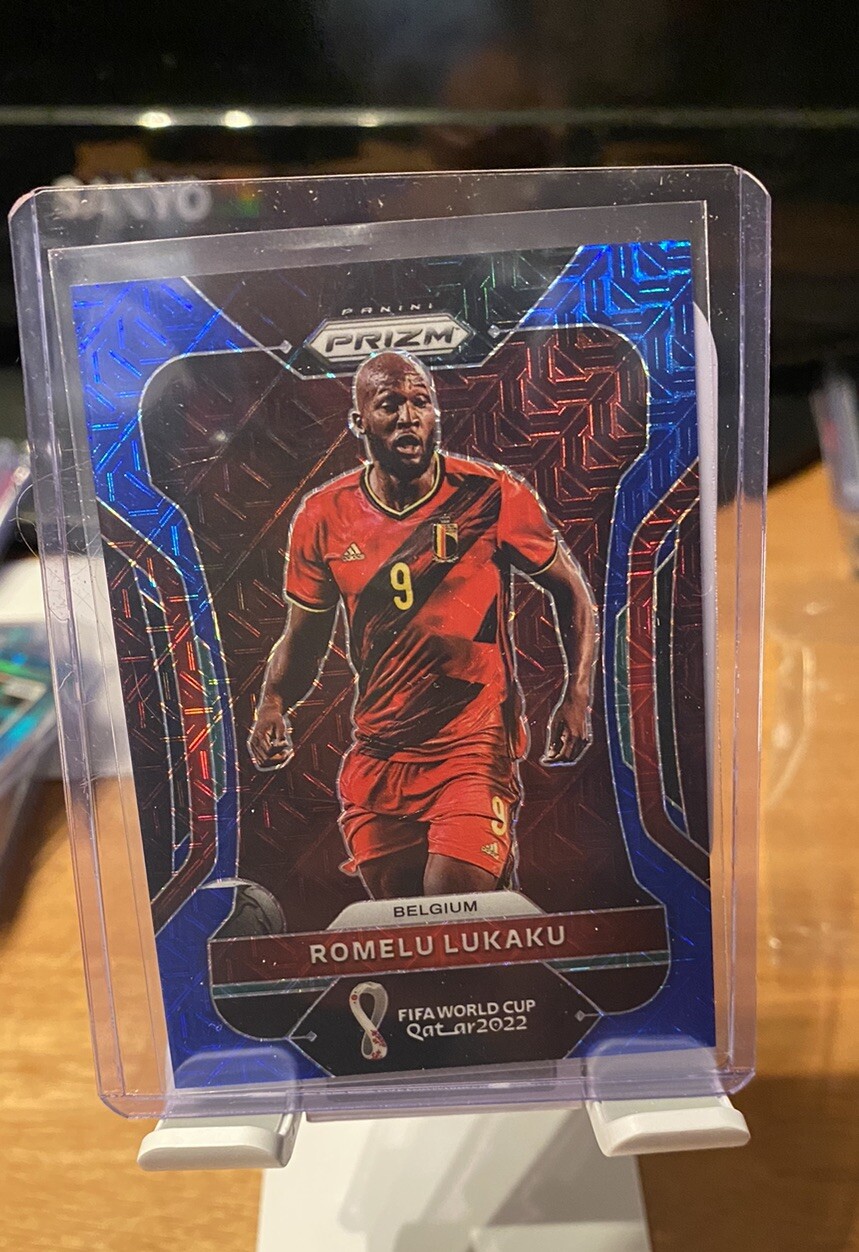 2022 Panini Prizm World Cup Qatar Blue Mojo Prizm /75 Romelu Lukaku Belgium