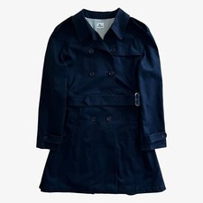 Vintage Y2k Women's Lacoste Navy Trench Coat With Original Belt, 90s Raincoat