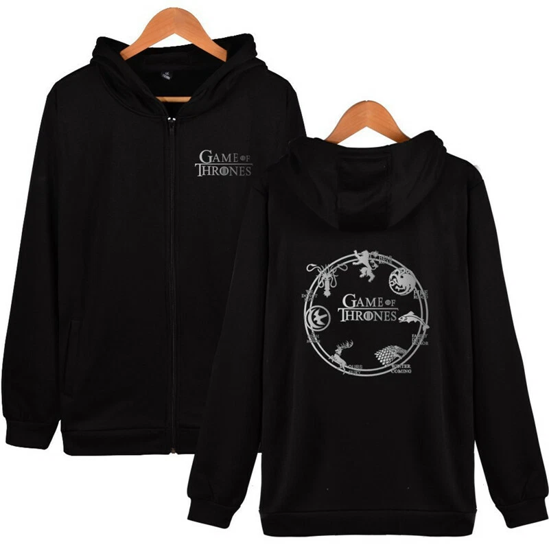 Game of Thrones Zip Hoodie Men Women Casual Zip Up Tops Sweatshirt