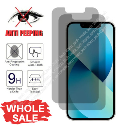 For iPhone 14 13 12 11 Pro XR Tempered Glass Privacy Screen Camera Protector LOT