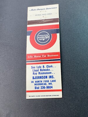 Vintage Minnesota Matchbook:  Bjornson Insurance  Moorhead