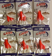 6 pack lot EAGLE CLAW PORGY BASS HI LOW TOP BOTTOM RIG 2 HOOKS & FLOATS  3/0