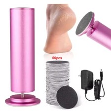 Electric Foot File Callus Remover Dermave Feet Adjustable Speed 60Pcs Sand Discs