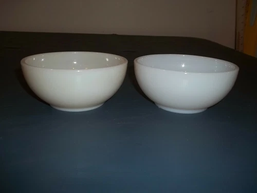 Lot Of Two Vintage Fire King White Chili Bowls 5" Diameter Across The Top