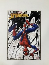 Spider-Man Hanging Upside Down wood wall plaque 13x19 Marvel