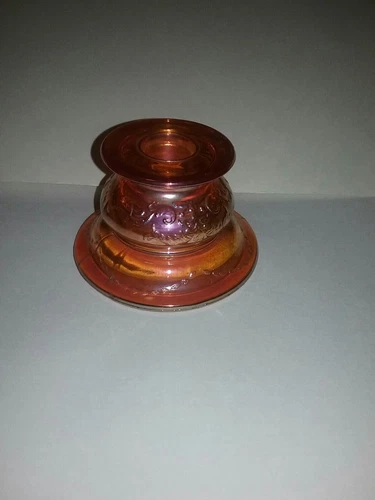 Vtg single Depression Madrid Marigold Carnival Iridescent Candlestick Holder