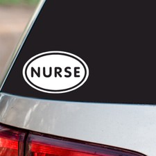 Nurse Sticker Doctor Hospital oval euro chrome regular vinyl color choices