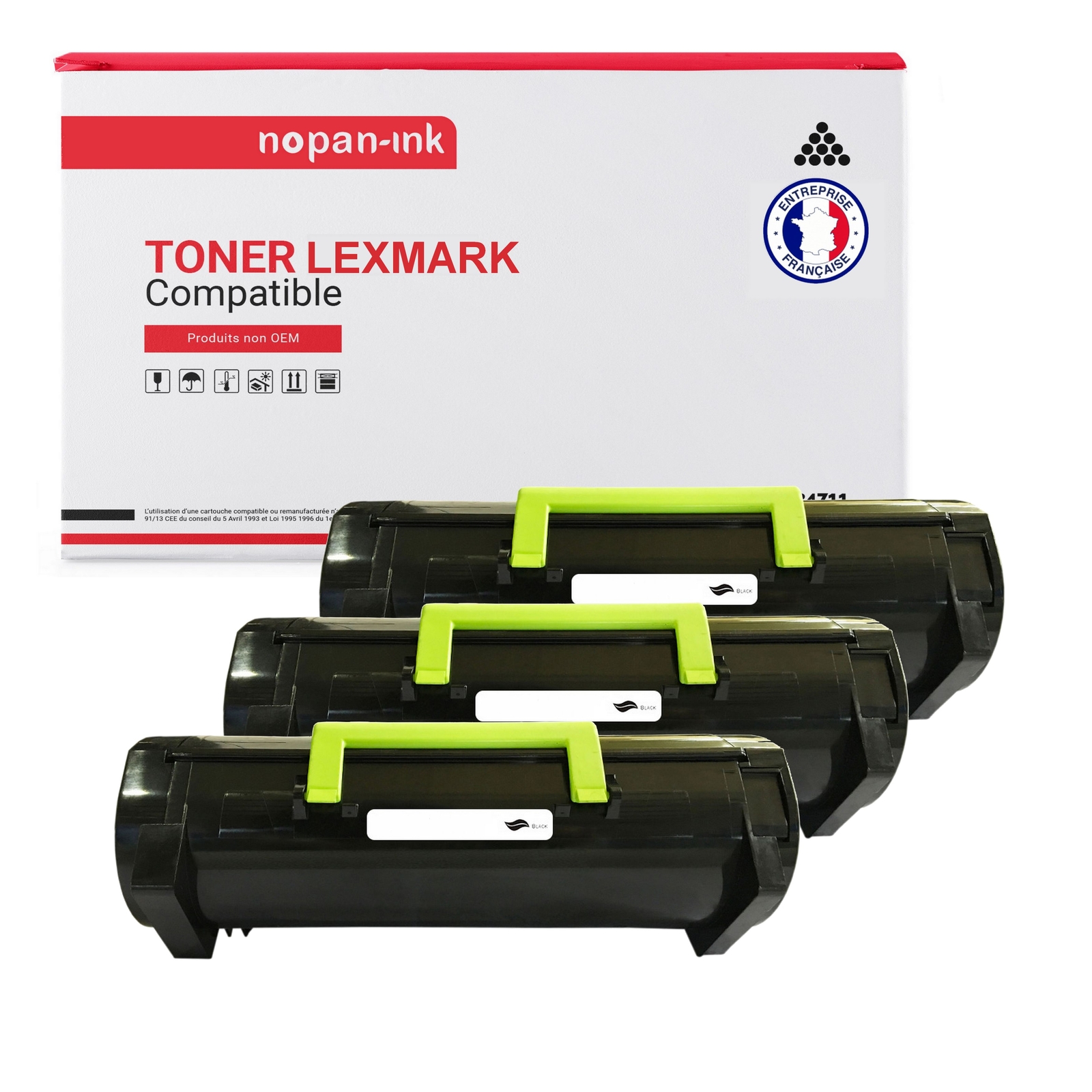 Toner Lexmark 600XA noir compatible NOPAN-INK pack de 3 cartouches haute capacité pour imprimante