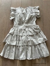 Ulla Johnson Womens short Sleeve V Neck Ruffled Dress Cream Size 2