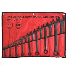 16 Pc SAE Combination Wrench Set 1/4 to 1-1/4in SAE Wrench Set w/ Roll Up Pouch