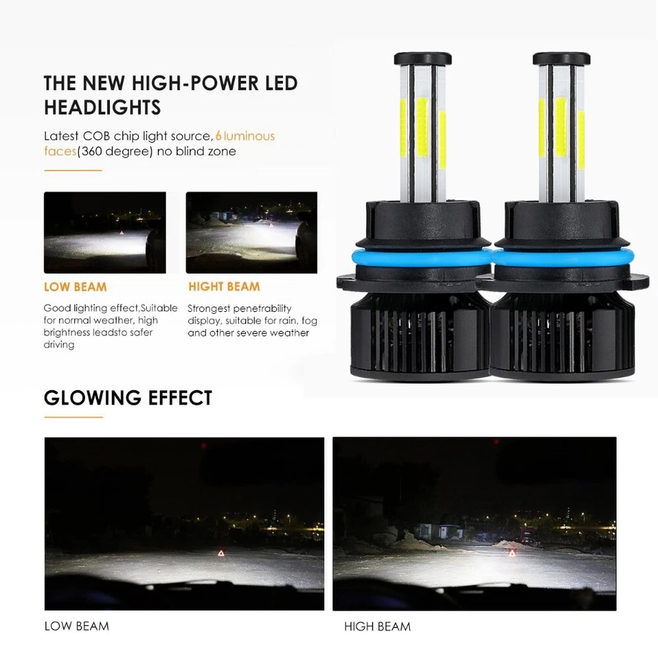 Kit de bombillas LED de 6 lados para Ford F-150 F-250 F-350 Super Duty 9007 6500K Foto 4 de 4