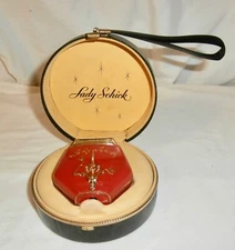 Classy Lady Schick Electric Razor Bright Red in Black Round Suitcase 1950's