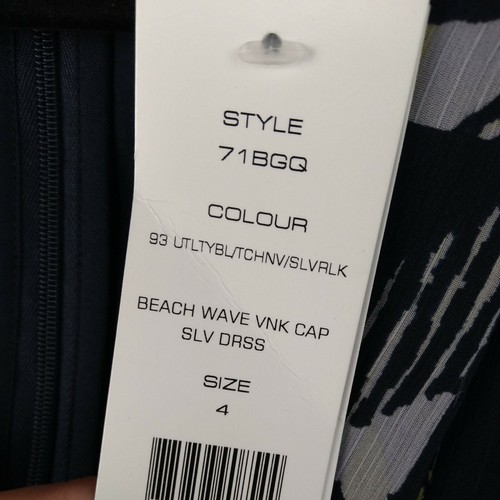 French Connection Dress Womens Size 4 Black Beach Wave Cap Sleeve Flared - Picture 5 of 11