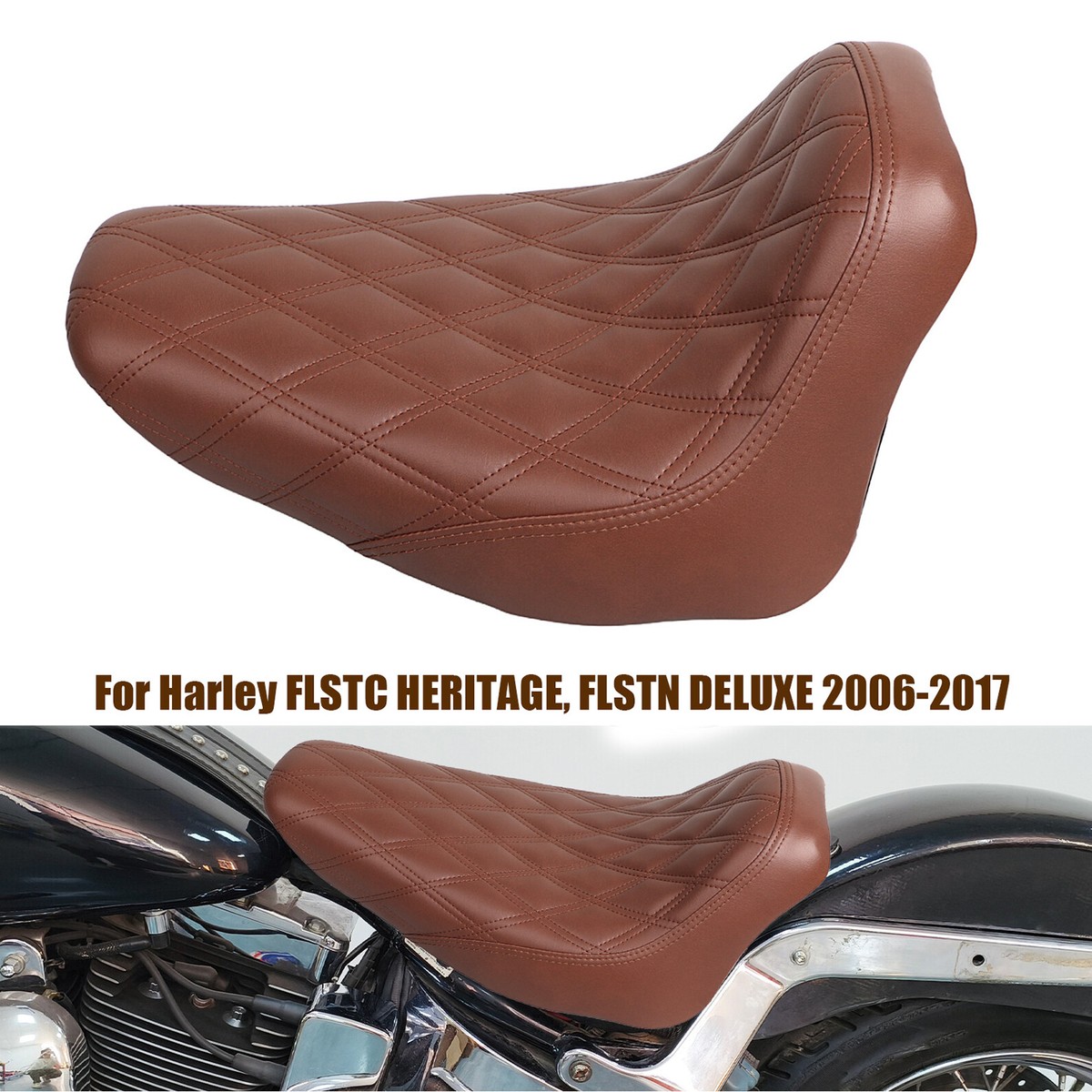 Brown Rider Driver Solo Seat For Harley 2006-2017 Heritage Softail