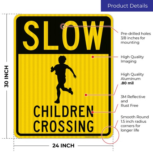 Slow Children Crossing Sign, Traffic Sign, - Picture 48 of 70