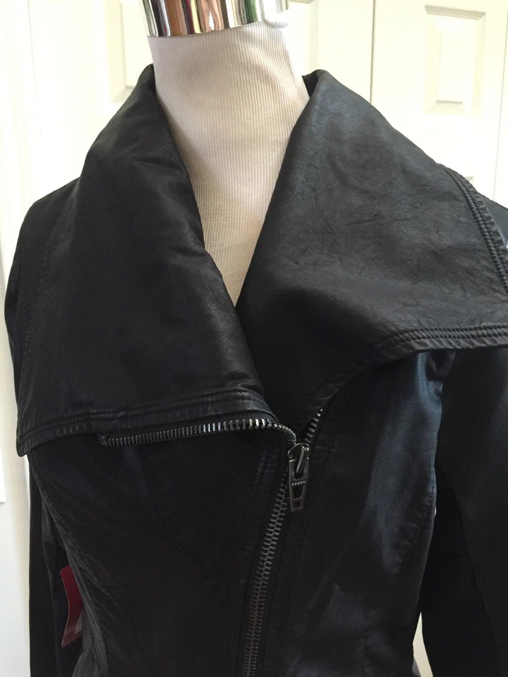 NUEVO CON ETIQUETAS BLANK NYC ever ever Chaqueta de motocicleta de cuero sintético negra S Foto 2 de 4