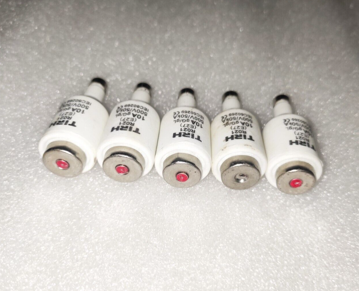 Lot Of 5 -10A500V Tirh R021 (E27) 10A gG/gL 500V/50kA IEC 60269