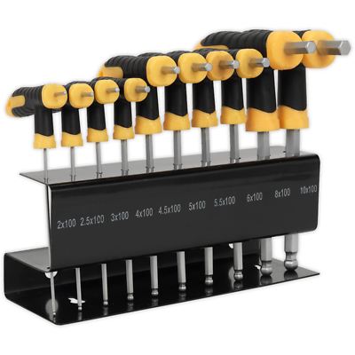 Siegen 10pc T-Handle Ball End Hex Key Set 2-10mm Allen Allan Keys Metal Stand