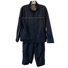 Nike Track Suit Womens Size Small Navy Blue Y2K Style- Zip Ankles- Lined-Read