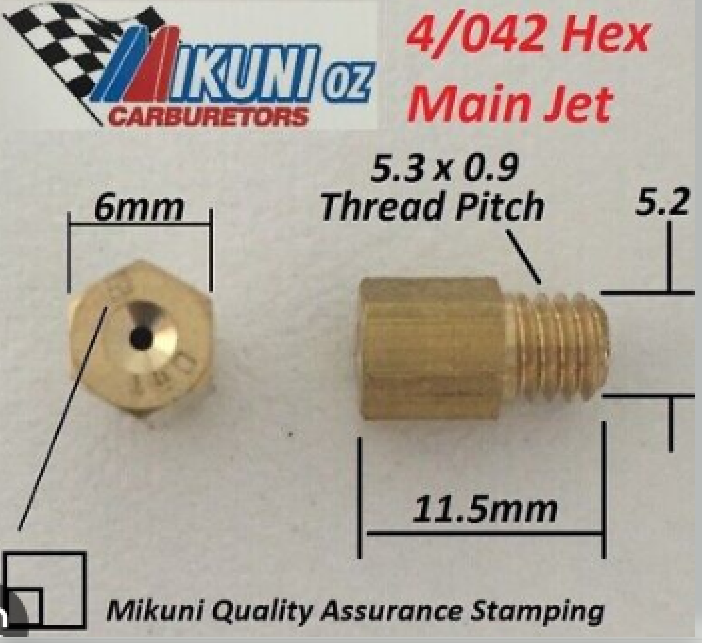 Genuine Mikuni VM4/042/95 Large Hex Main Jet - Size 95 For VM & TM Carburetors