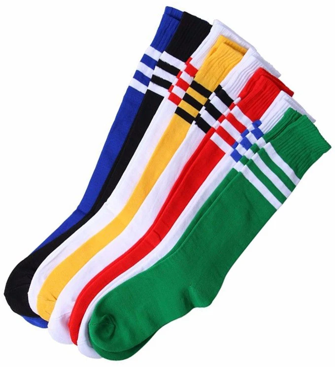 FOOTBALL STRIPED SOCKS SPORT KNEE HIGH MEDIUM LARGE HOCKEY RUGBY