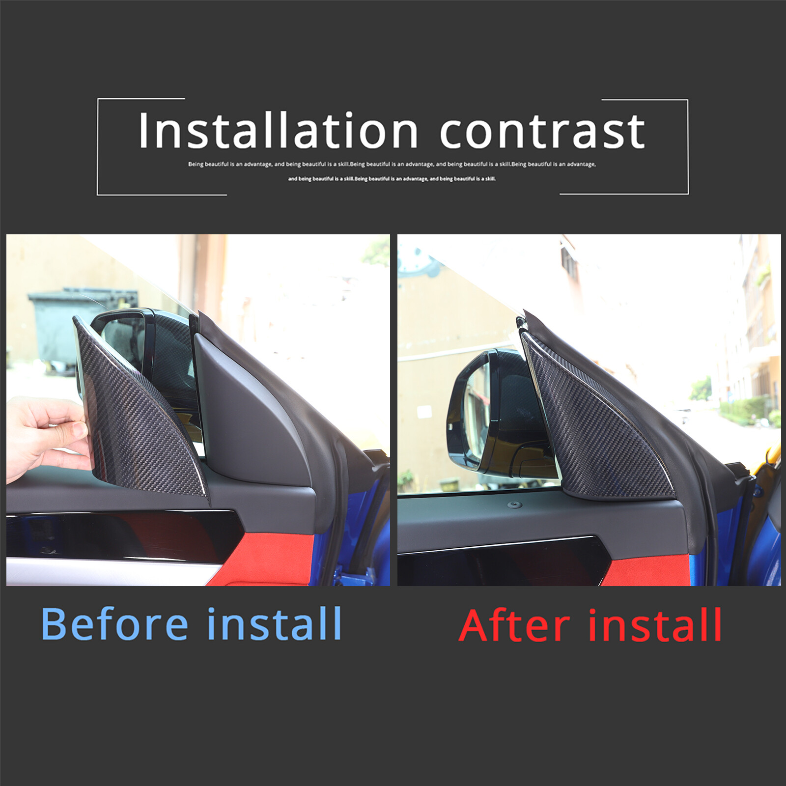 Real Carbon Fiber Door Triangle A Pillar Trim For Lamborghini URUS 2018-23 US