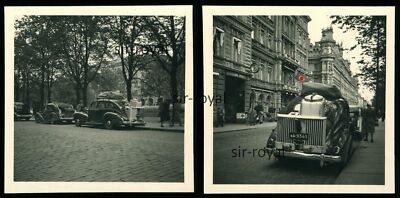 2x Opel Captain? With Wood Carburettor - Car Motor Vehicle Passenger Car 1930s 1940s - Photo 6x6cm