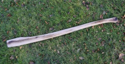 HICKORY 36'' Single Bit Bent HD AXE HANDLE Fire Finish & Lacquered, Amish Made