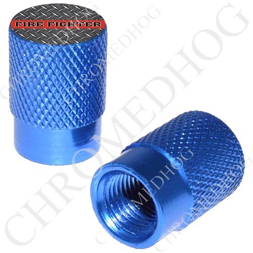 2 Lt Blue Billet Aluminum Valve Caps for Motorcycle & Cars Red Line