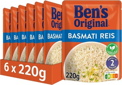 BEN'S ORIGINAL Express Reis Basmati 6 x 220g - schnelle Mahlzeit, 6 Packungen