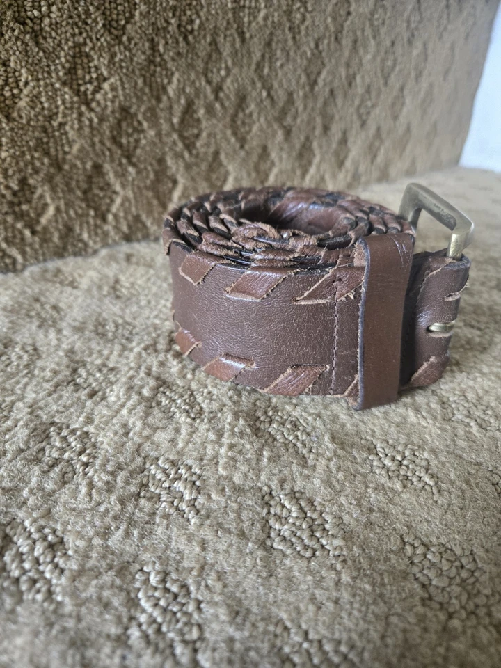 Cinturón de cuero marrón con cordones NINE WEST con hebilla de latón - talla XL unisex Foto 2 de 4