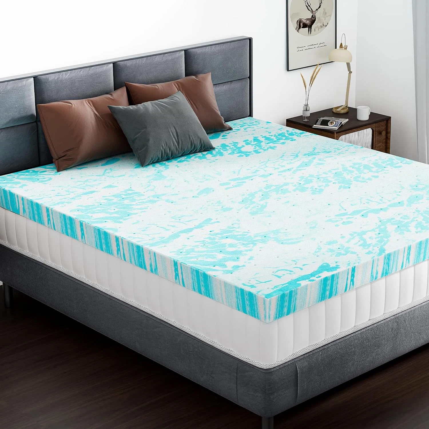 Cooling Gel Memory Foam Mattress Topper - 4 Inch Full Size for Ultimate Comfort