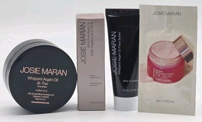 josie maran argan oil 4pc Travel Set Retinol Eye Whipped Be True And Pure Oil
