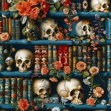 Bookshelf Skull Diamond Art Kit 14 x 14 Inch 5D DIY Painting Craft for Adults