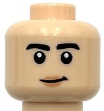 Lego New Light Nougat Minifigure Head Dual Sided Black Eyebrows Nougat Lips Part
