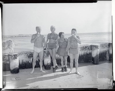 Brooklyn's own famous Polar Bears cool off here after a swim Coney- Old Photo