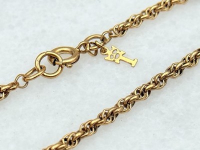 Midcentury Crown Trifari Vintage 1950s-1960s Gold Tone 3mm Rope Chain 40 