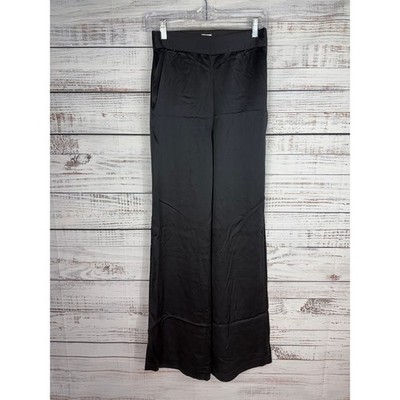 Cami NYC Black 100% Silk Wide Leg Pull-On Pant Small Slit Quite Luxury Chic Boho